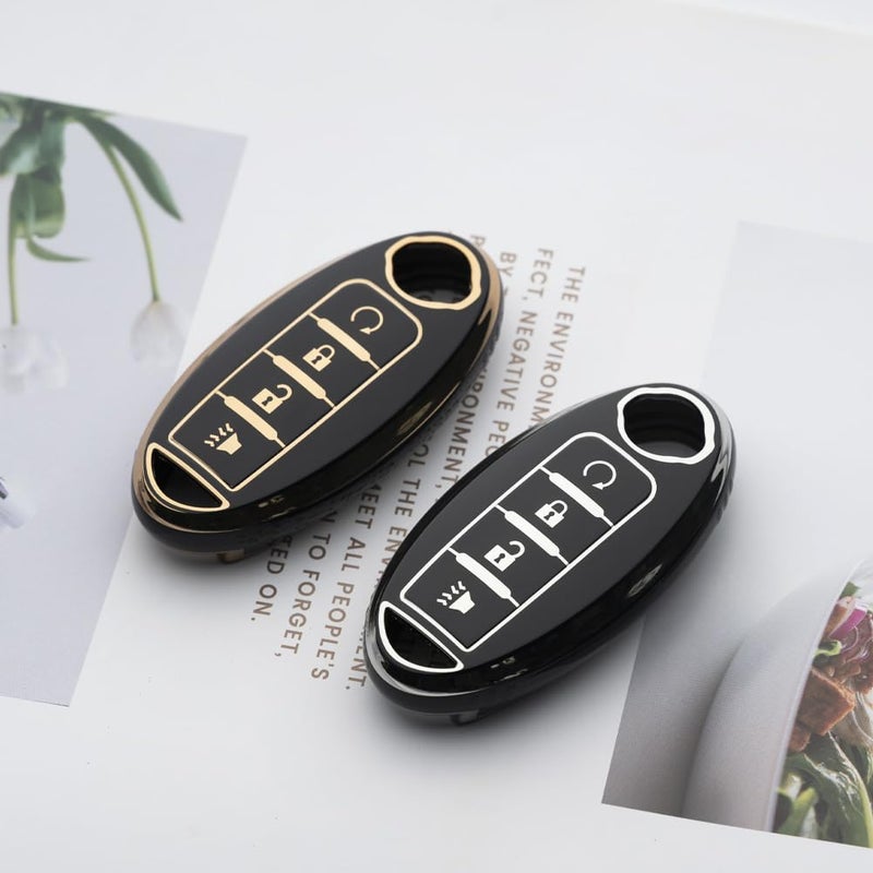 Tautrophen Key Fob Cover Fit for Nissan Infiniti Rogue Pathfinder Armada Murano kicks Frontier Titan 4 Buttons Smart Key - Image 3